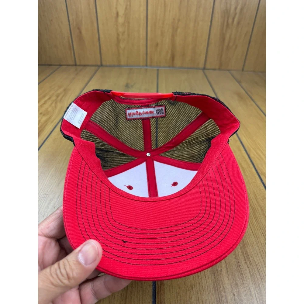 Caterpillar CAT Ring Power Trucker Hat Red Black Mesh Snapback Cap BDA81525